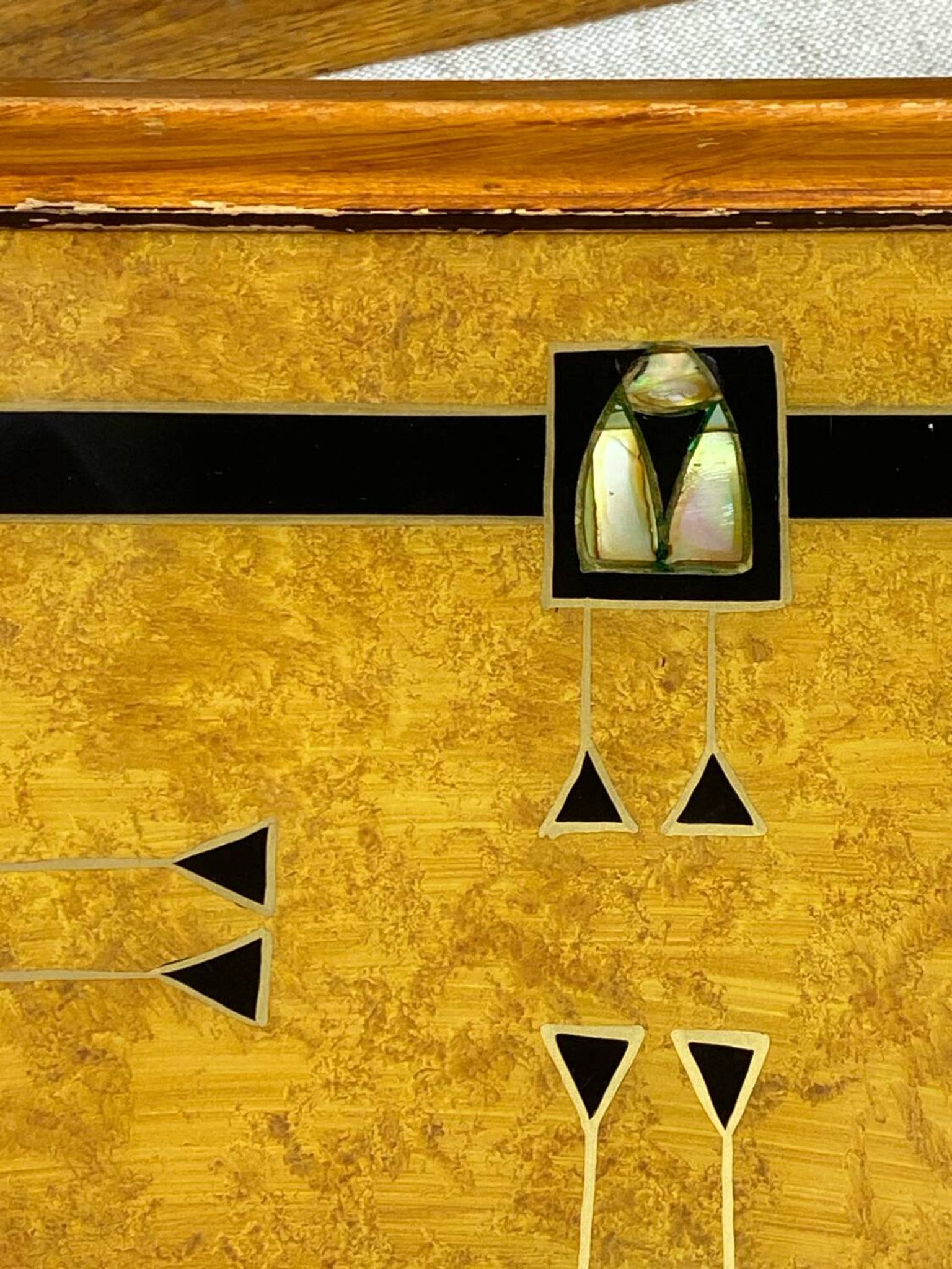Plateau en marqueterie bois et nacre