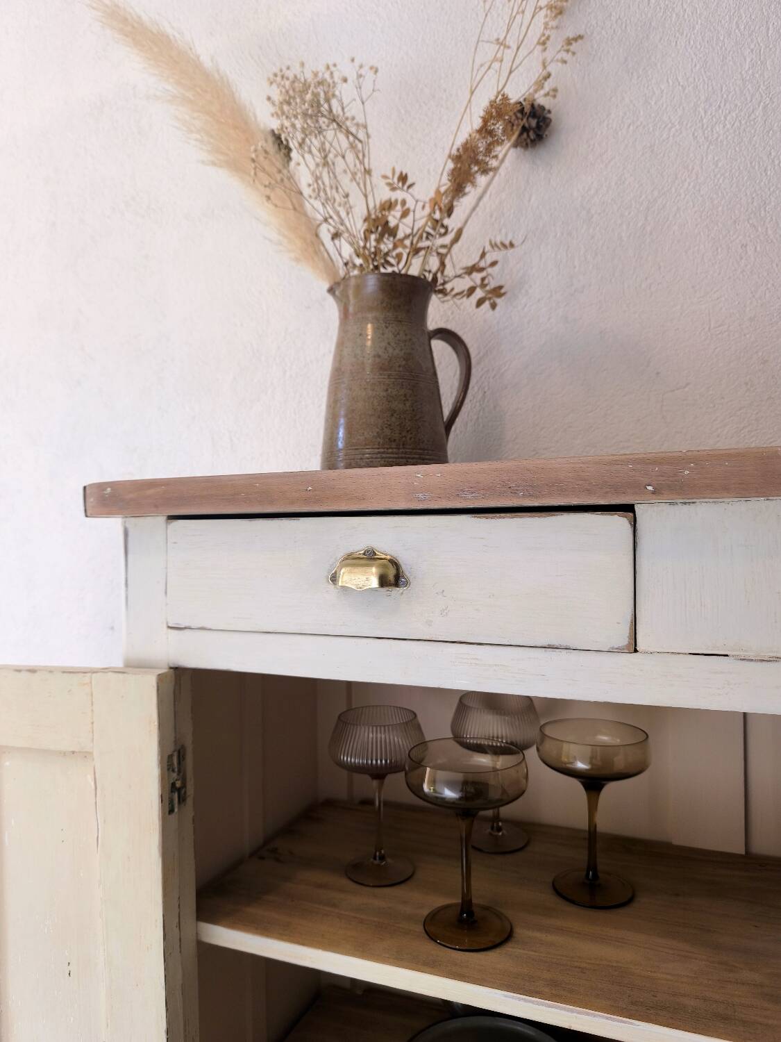 Distressed white buffet Parisian