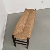 Oak and straw farm bench