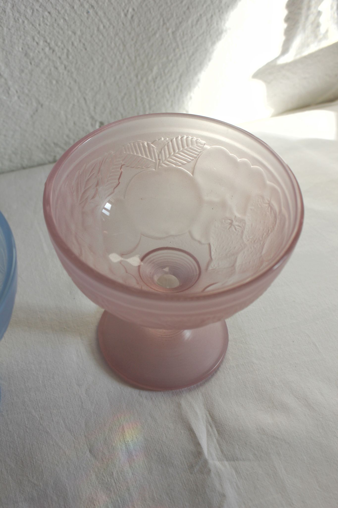 2 vintage pastel opal glass ice cream cups
