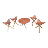 Ensemble de tabourets et table Safari, années 1970, ensemble de 5