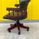 Chesterfield Revolving Captain's Chair with Green Leather Upholstery