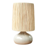 Grey ceramic lamp, raffia lampshade, 60s