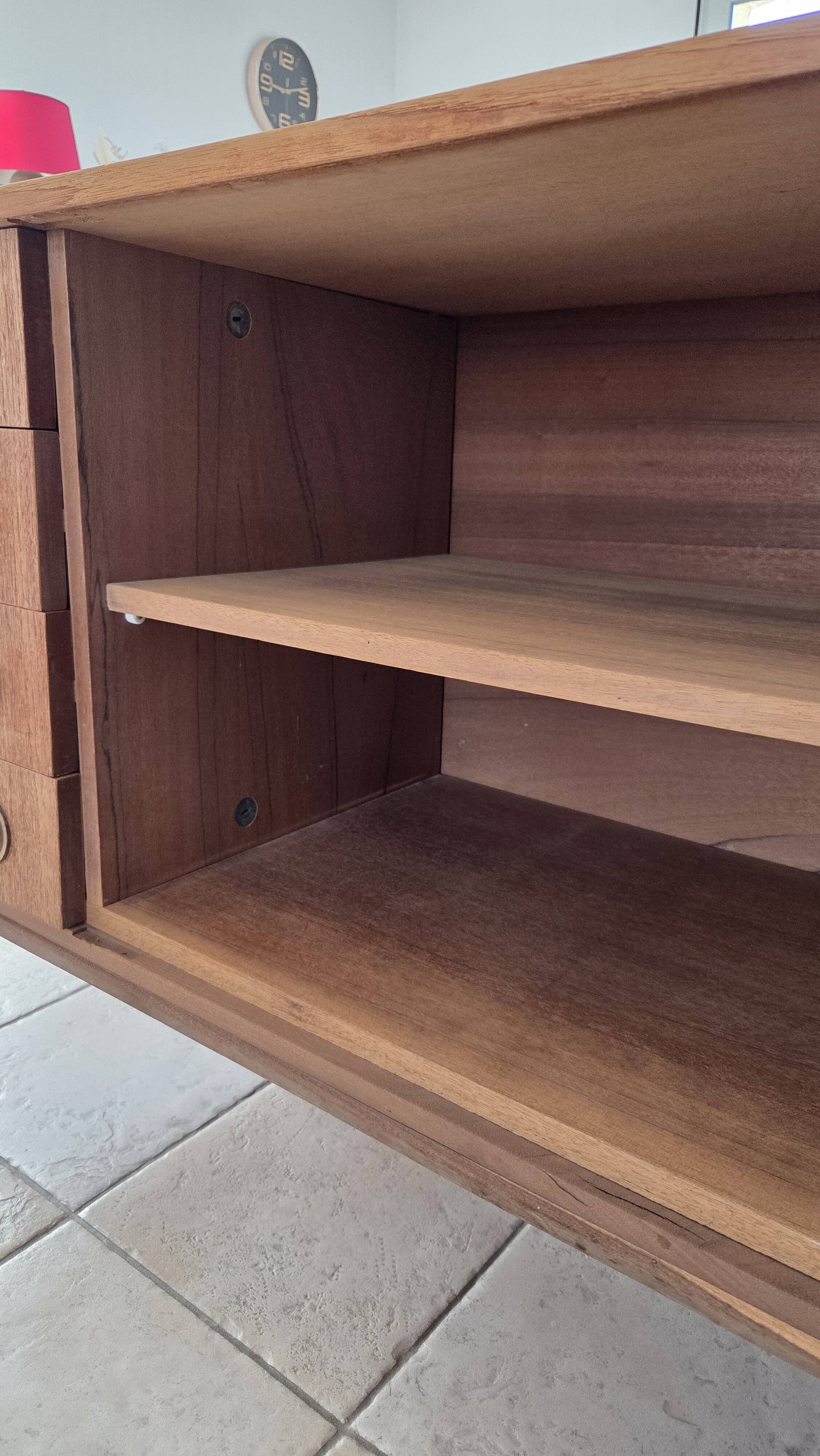 Large vintage teak sideboard 220 cm – 1960s/70s – Scandinavian design