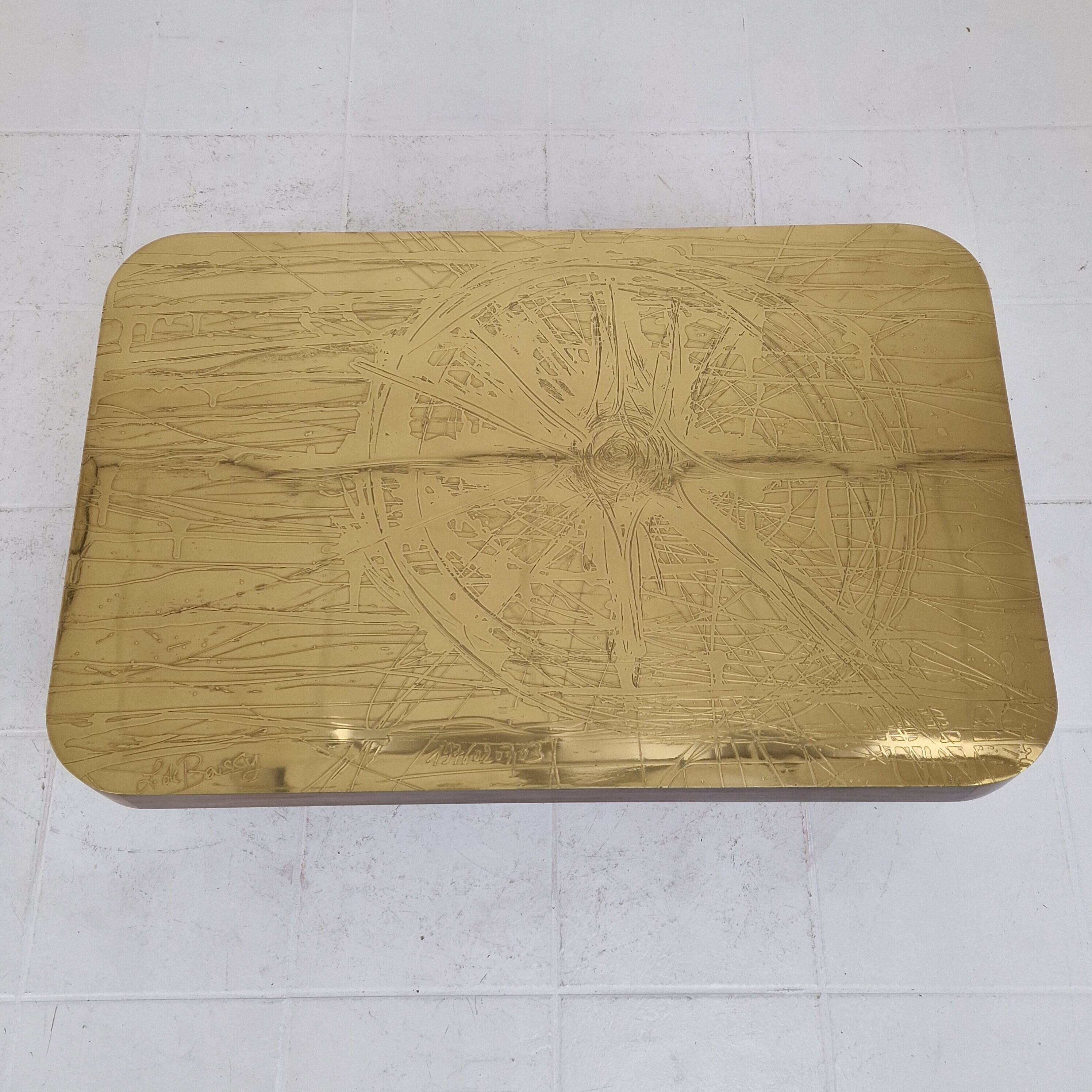 L. De Boussy, Etched Brass Coffee Table, Belgium, 1976