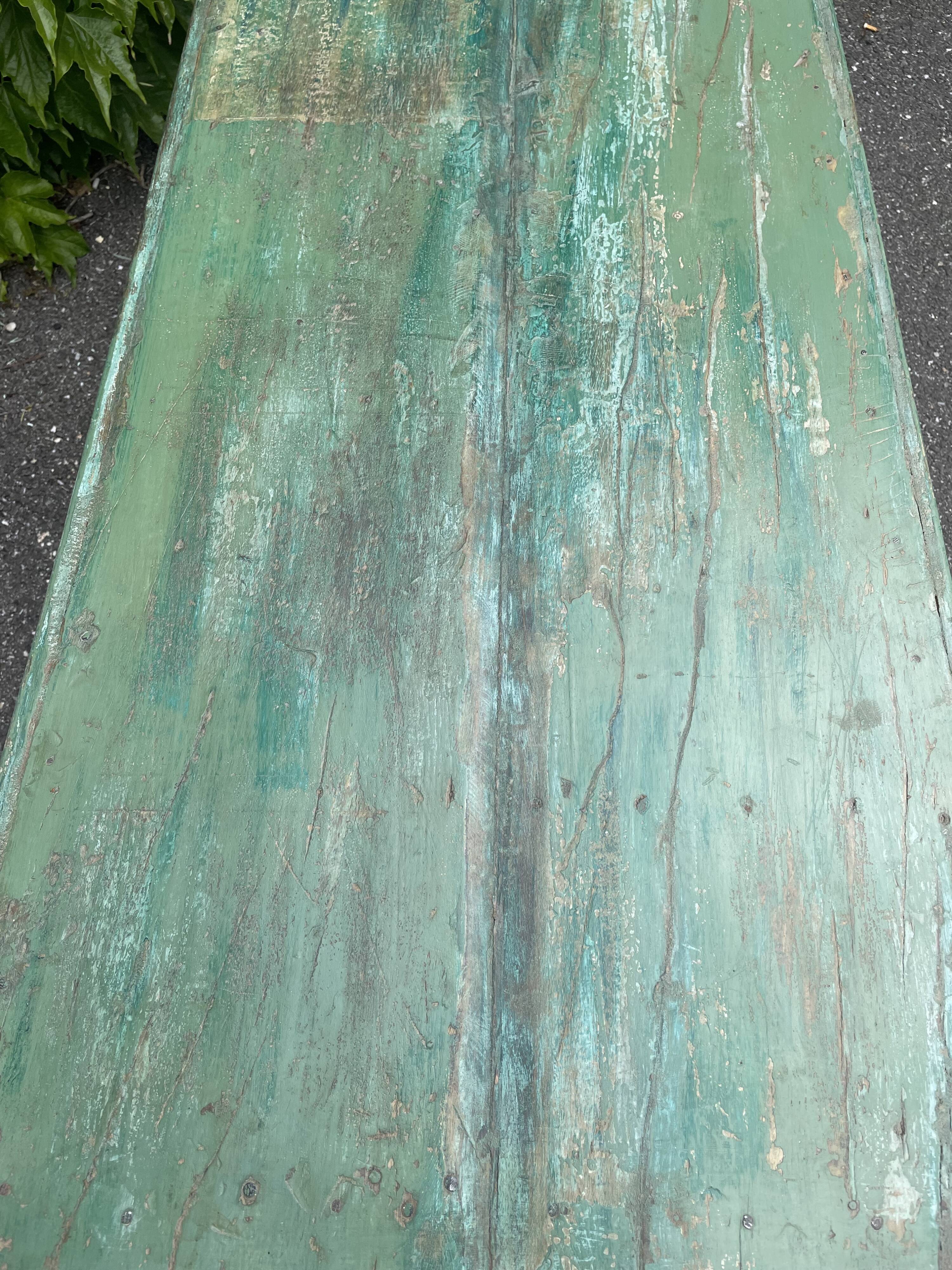 Indian coffee table in green lacquered teak