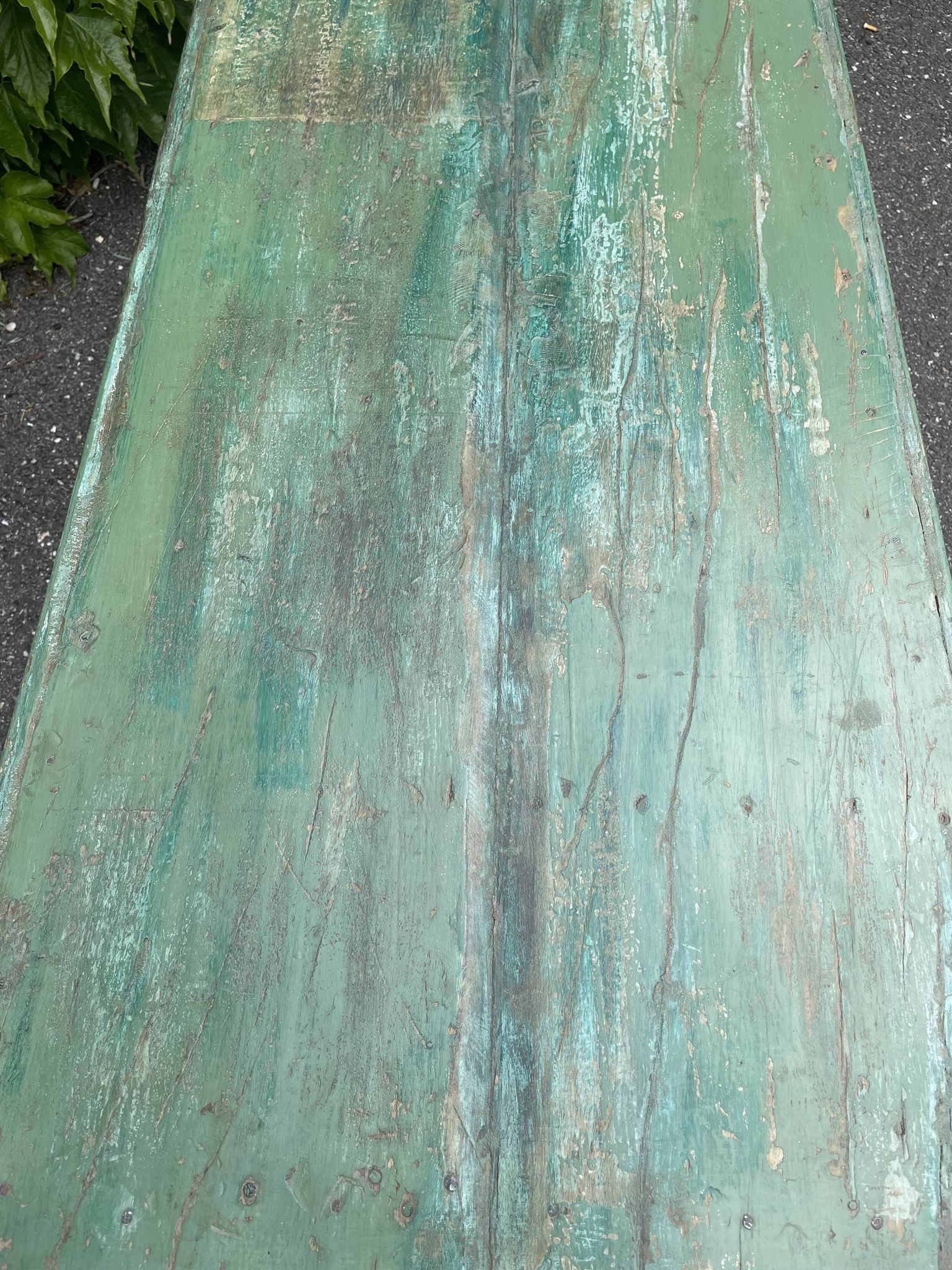 Indian coffee table in green lacquered teak