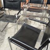 6 Bauhaus armchairs steel and leather / design