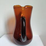 Vintage amber blown glass pitcher – Biot style – 1960s/70s