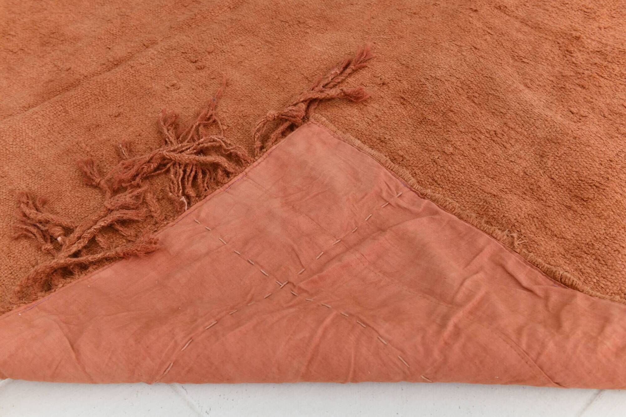 Kilim Turc Vintage Terracotta Uni, Tapis Naturel pour Salon et Chambre