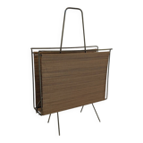 Swedish brass and raffia magazine rack