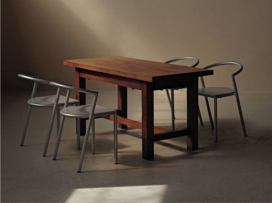 Solid oak farmhouse table, France, around 1950.