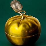 Apple lidded vanity box in brass, Italy, 1970s
