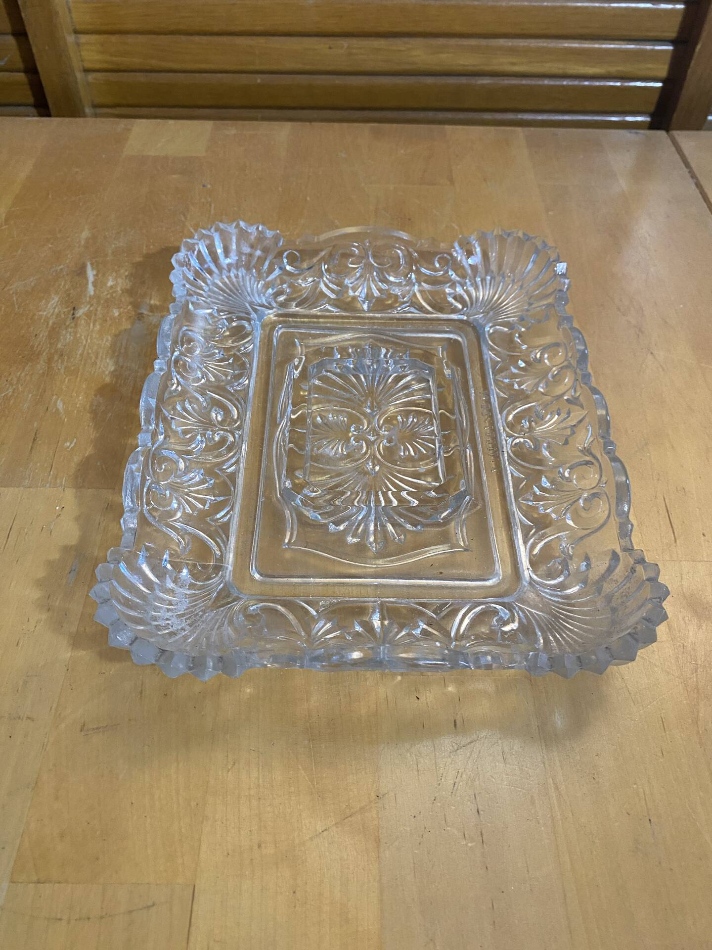 Vintage vallerysthal crystal moulded cut pocket ashtray #