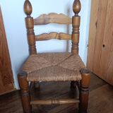 Pair of low bobbin turned wood chairs