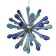 Murano Glass Sputnik Chandelier, Blue Air Drops, with Chromed Metal Frame