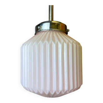 Pink Art Deco glass hanging lamp