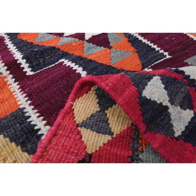 1970s Vintage Turkish Hand-Knotted Wool Cotton Purple Runner Rug 83x310