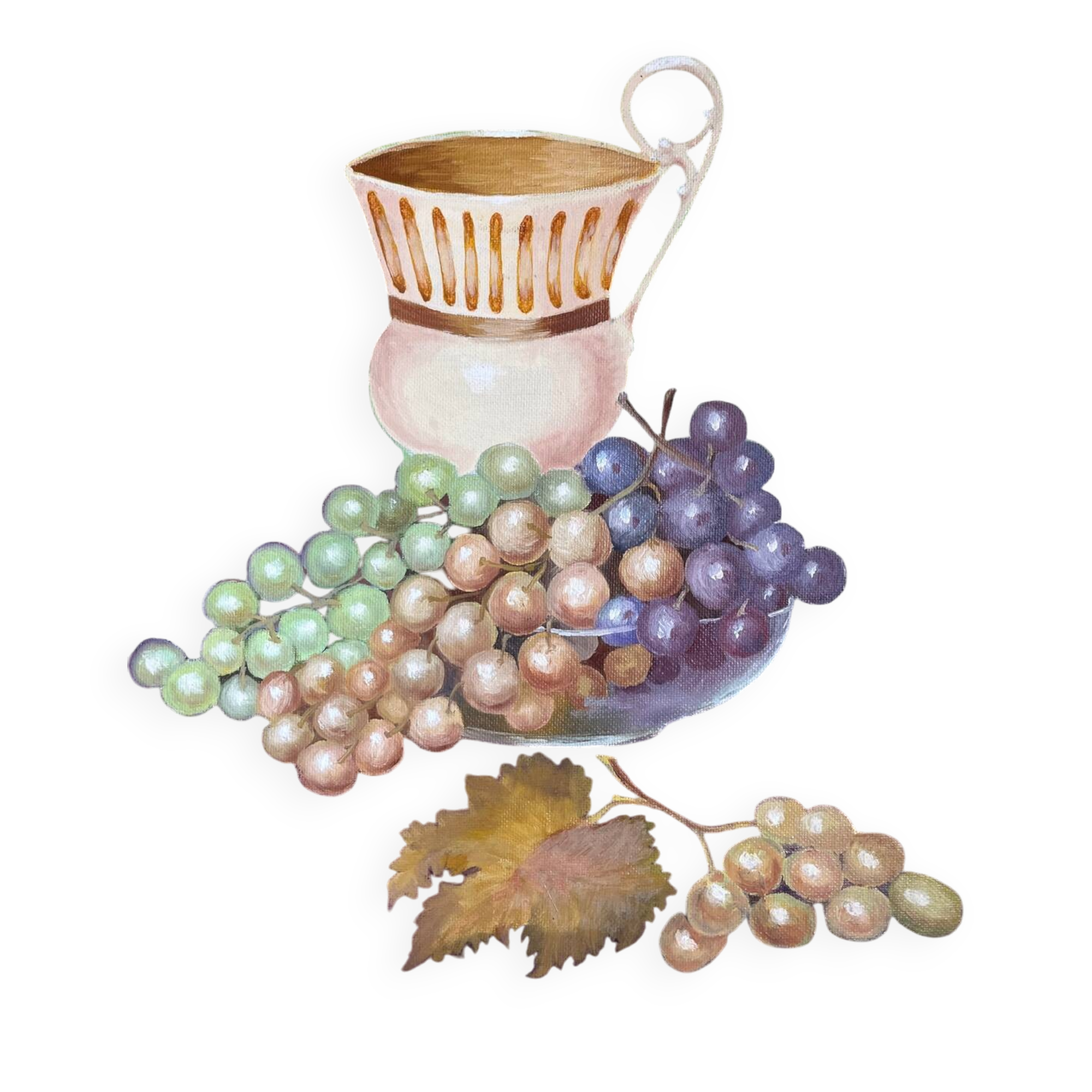 Painting: Still life with pitcher and grapes
