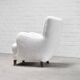 Fritz Hansen Model 1669 Lounge Chair In White Wool, Denmark 1940's