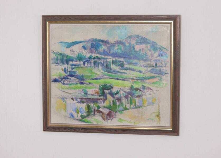 Original Swedish oil on canvas – “Landscape” by Sture Ekengren – vintage & framed – 63 × 74 cm