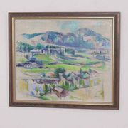 Original Swedish oil on canvas – “Landscape” by Sture Ekengren – vintage & framed – 63 × 74 cm