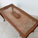 Vintage Chippendale coffee table in beech and rattan, Louis XV style.