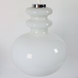 Vintage ceiling lamp Peill & Putzler in chrome and opal glass from the Space Age.