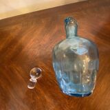Night carafe in blue tones waffle glass with cabochon early 20th century