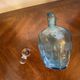 Night carafe in blue tones waffle glass with cabochon early 20th century