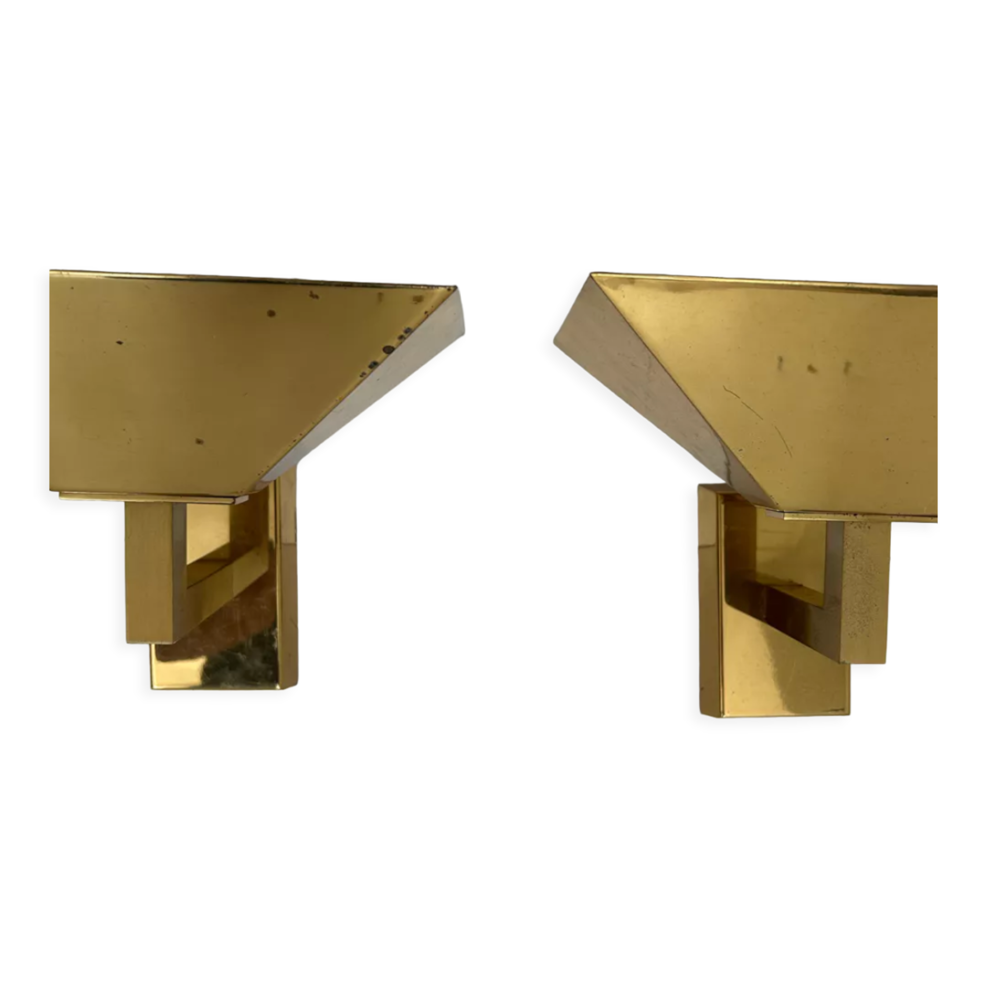 Pair of solid brass vintage wall lamp, Germany 1980