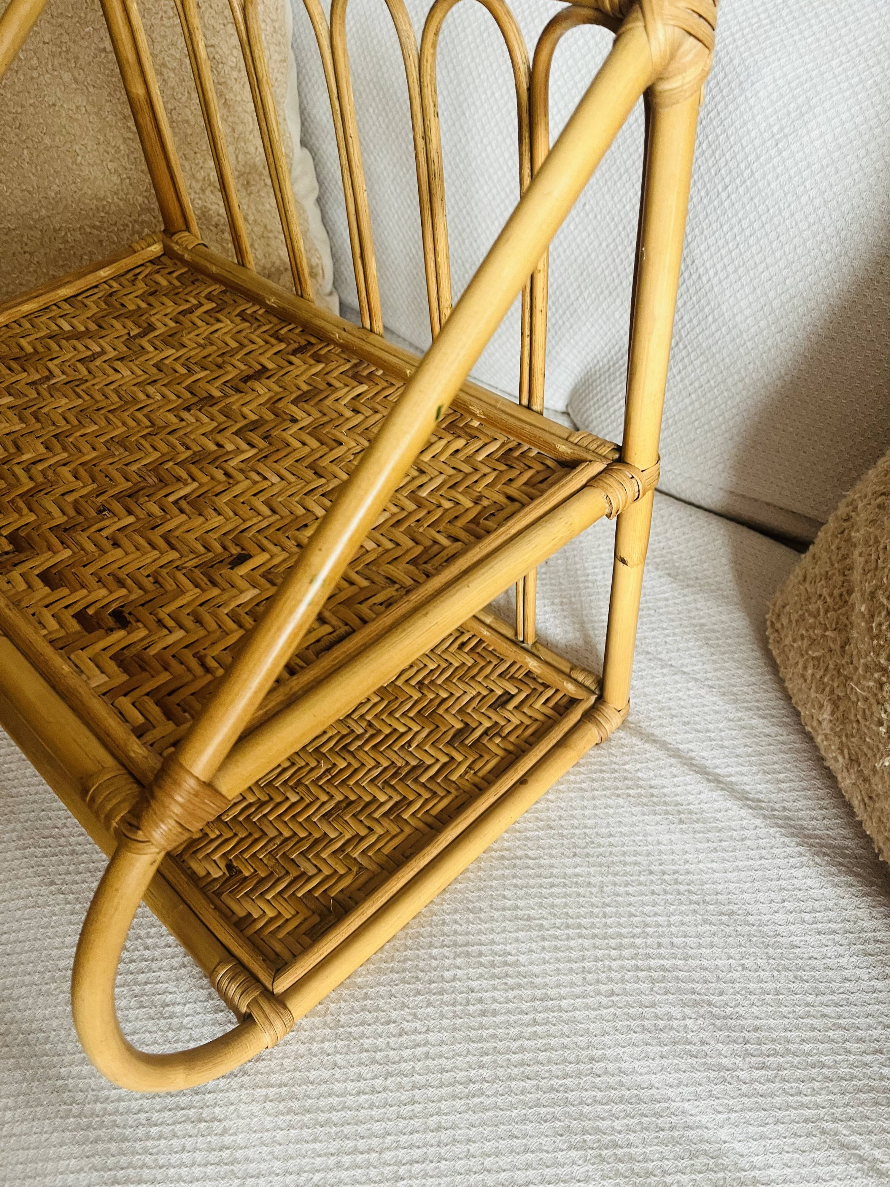 Vintage rattan wall shelf