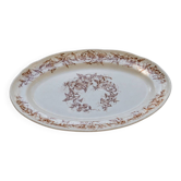 Oval dish from the 19th century in ironstone signed Longchamp "Liserons"