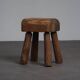 Robust primitive solid wood stool, Europe, 1970s
