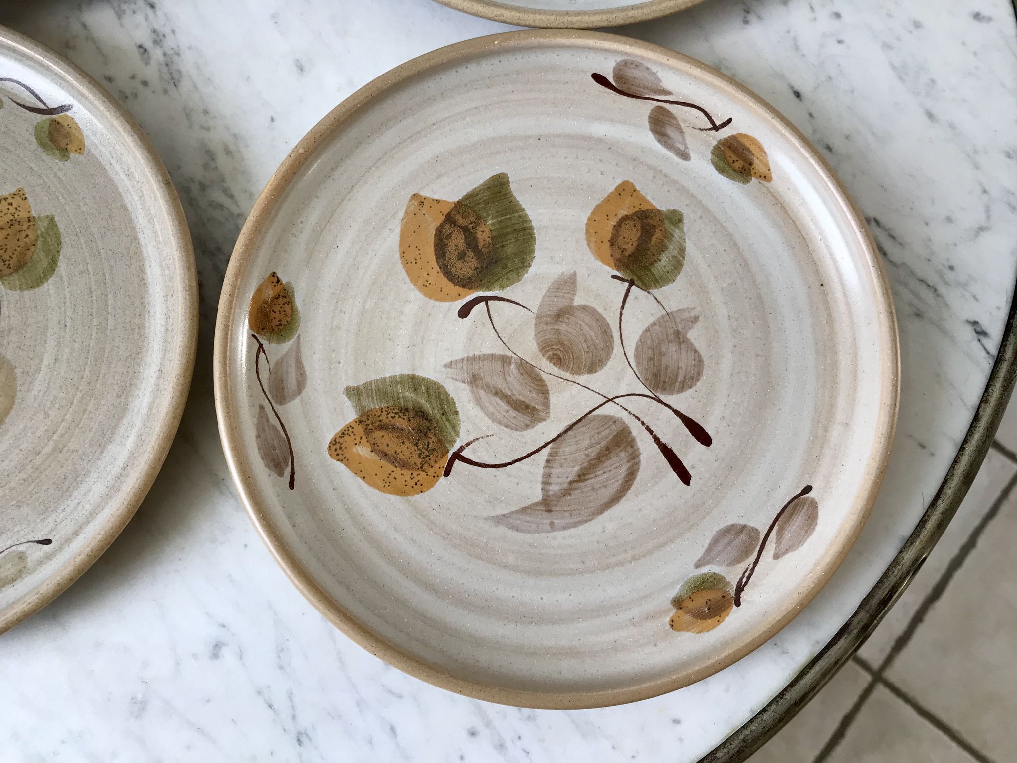 set of 4 sandstone dessert plates Niderviller Doria Ste Radegonde hand painted white years