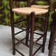 Lot of 6 stools with woven straw seats, chalet style 1970.