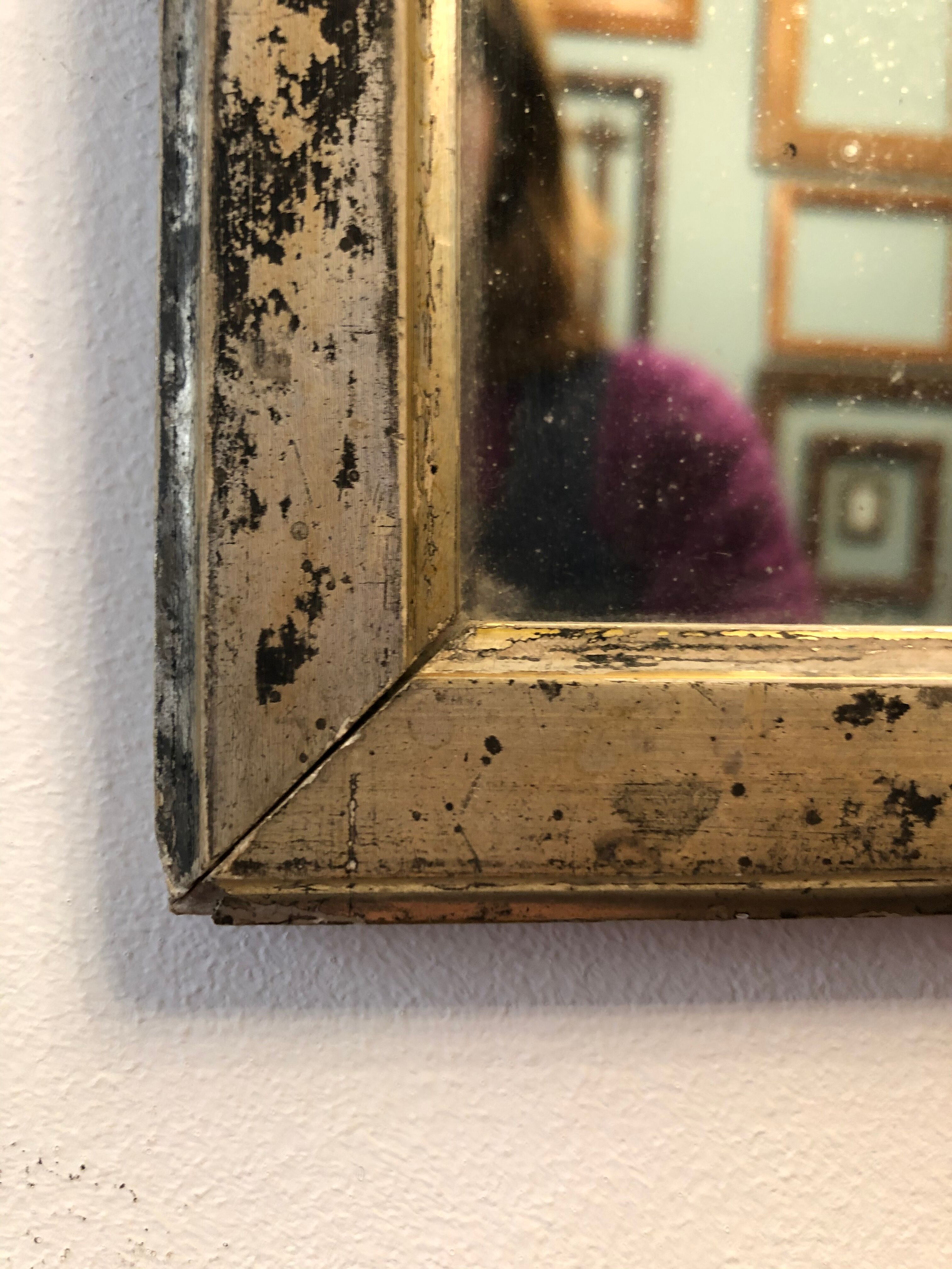 Mirror early 20th varnished silver - 27x23cm