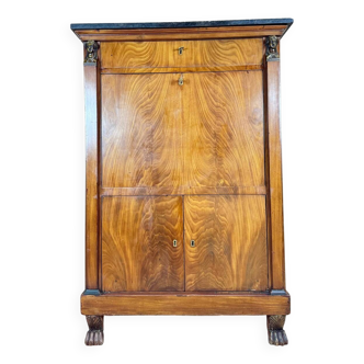 Empire Period Flamed Mahogany Secretary, Return from Egypt, 19th Century