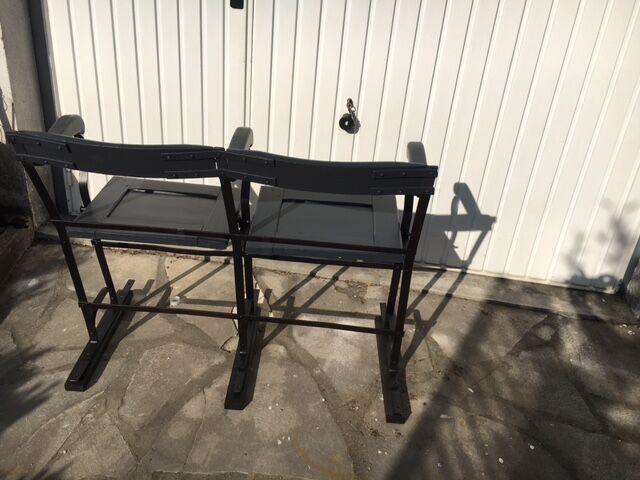 1900 wooden and metal cinema bench