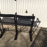 1900 wooden and metal cinema bench