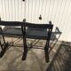 1900 wooden and metal cinema bench