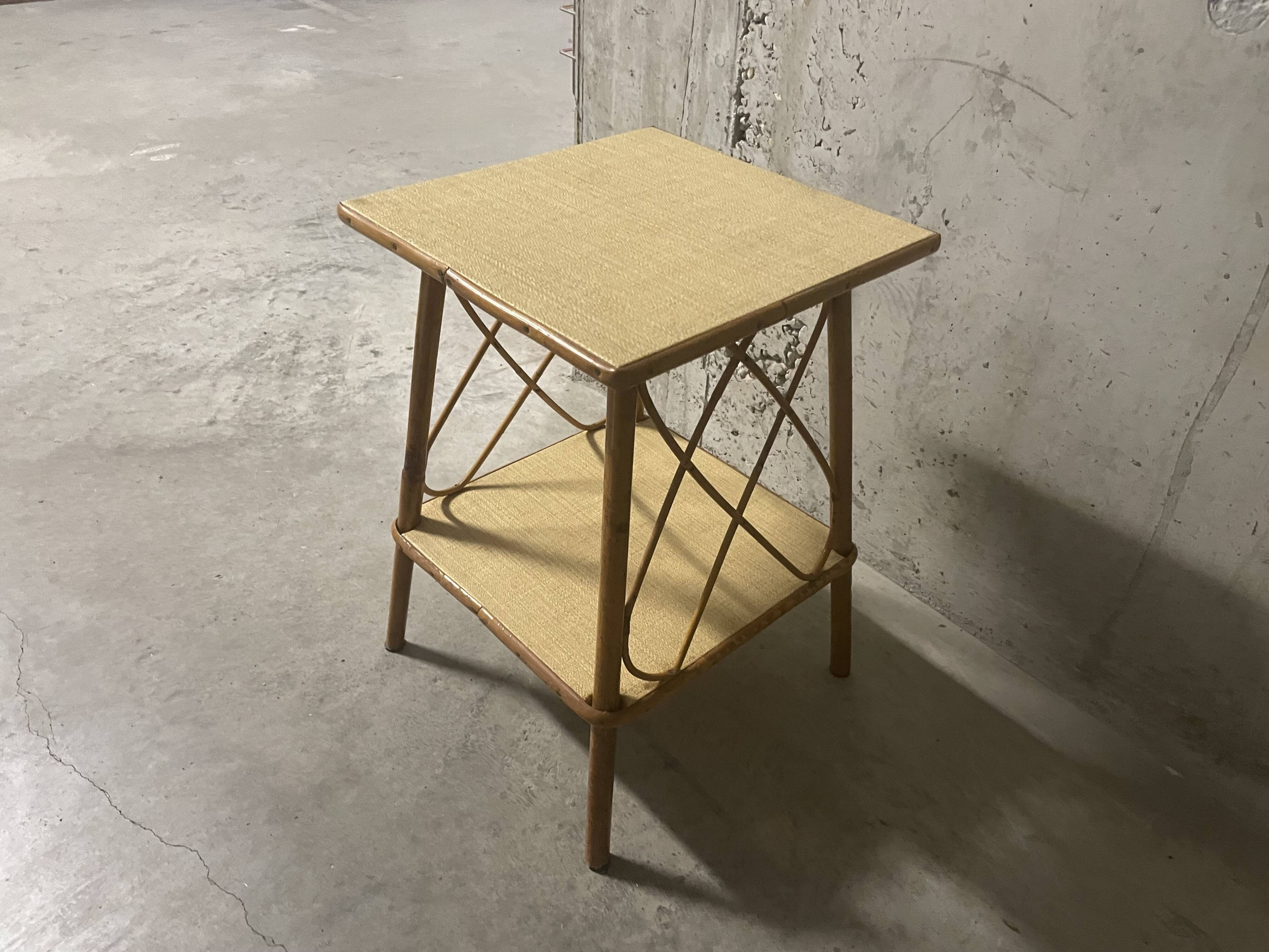 1960s rattan side table