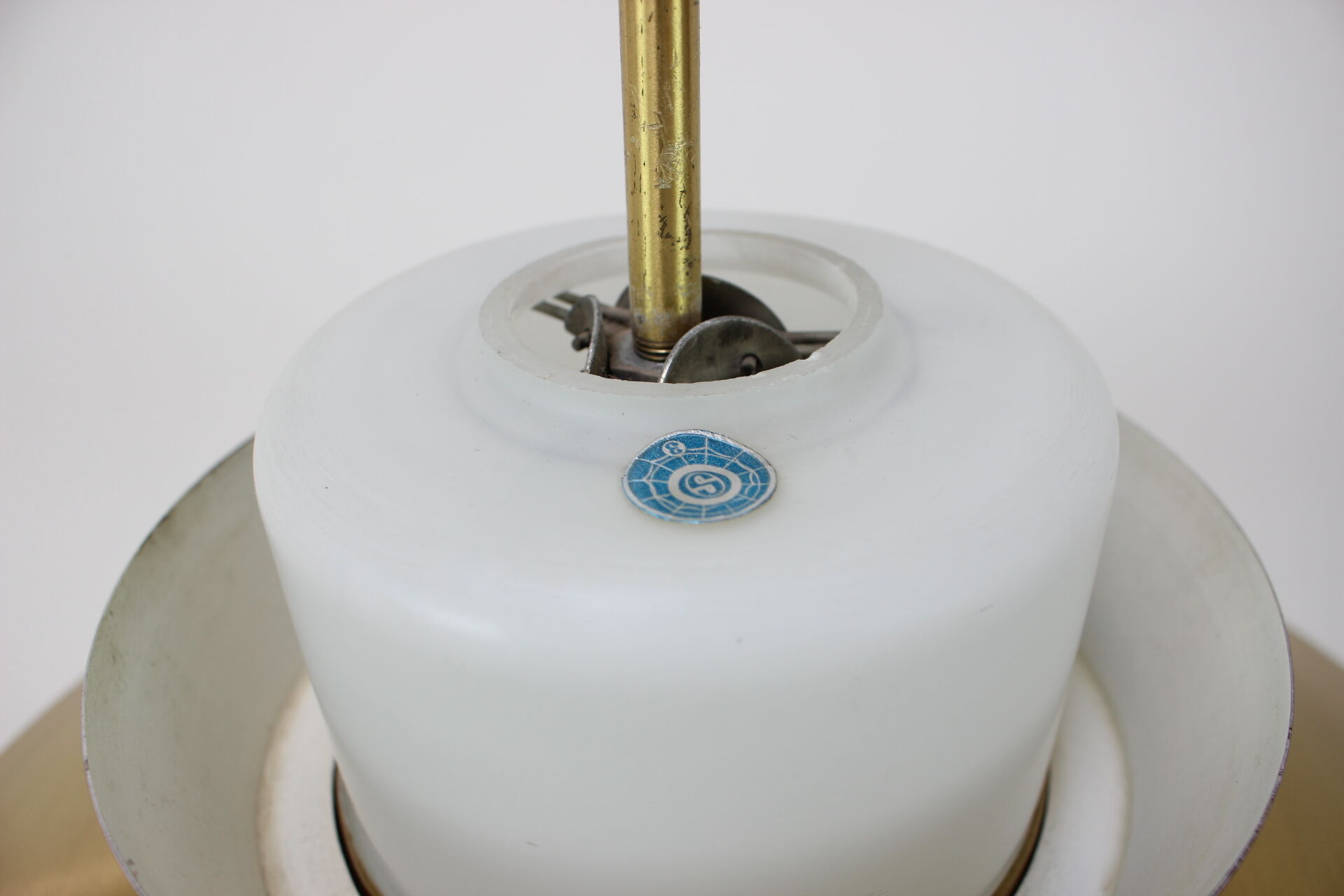 Brass and glass chandelier by Valasske Mezirici, 1970's