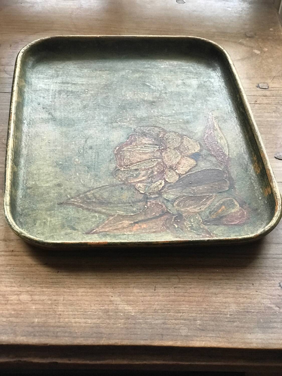 Painted wooden tray