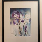 Aquarelles Iris bleu, Iris blanc