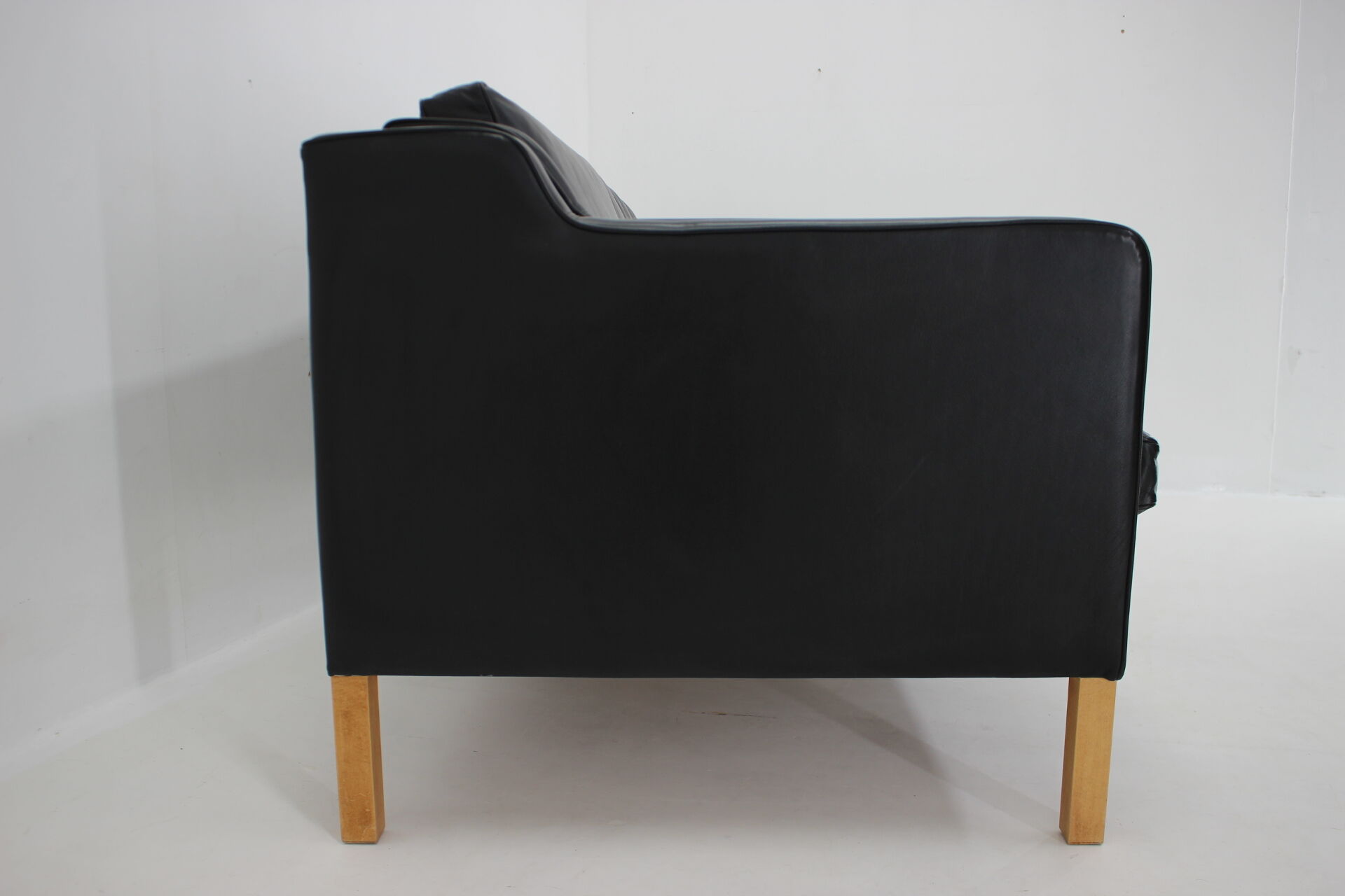1980s Black Leather 3-Seater Sofa by Stouby, Denmark