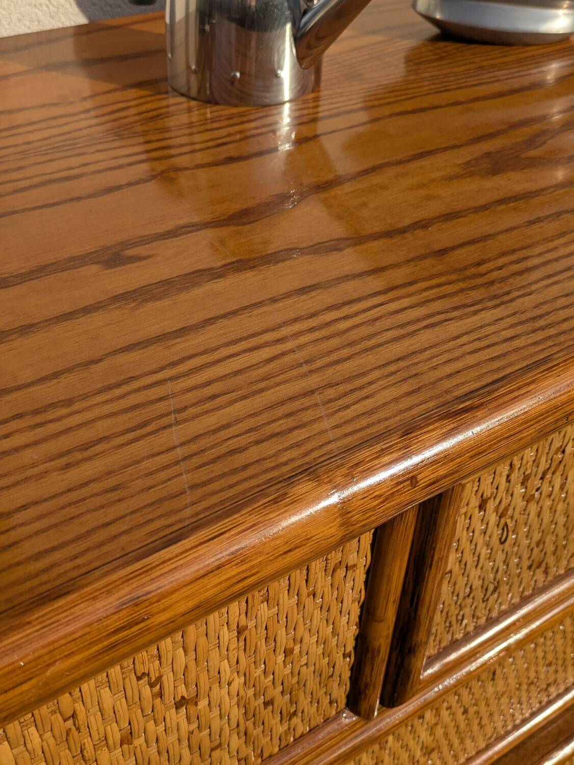 Vintage Enfilade Commode Maugrion Rattan - Roche Bobois
