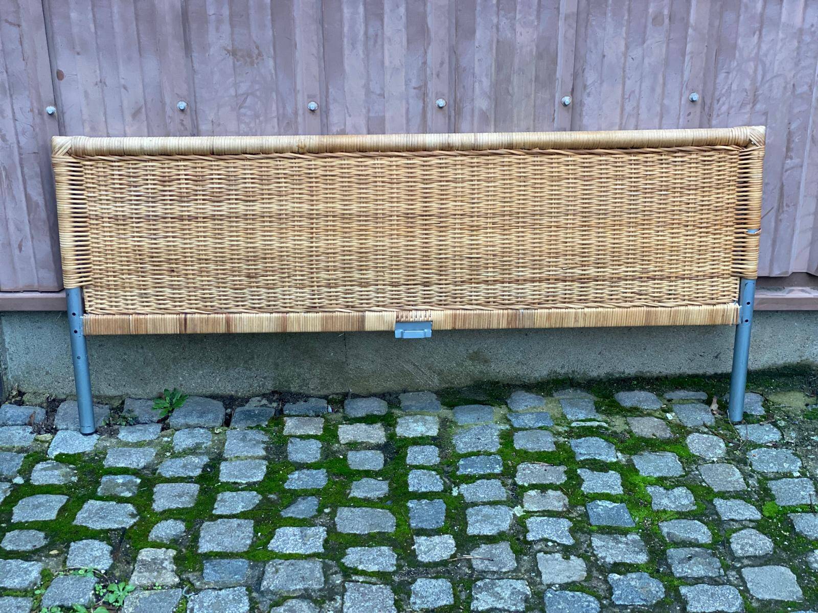Scandinavian bed foot in bamboo, rattan, and wicker 1990 140cm