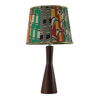 Sixties teakwood table lamp with fifties shade