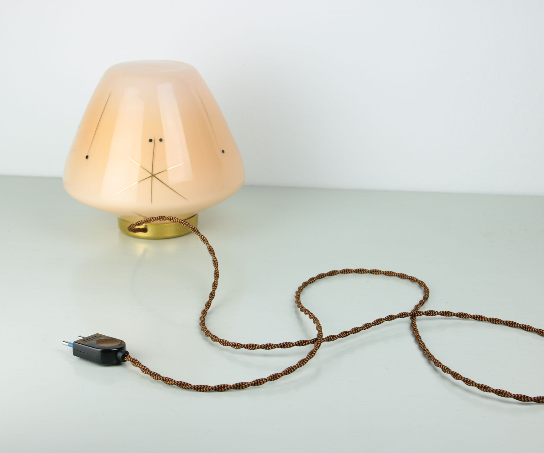 Midcentury glass & brass table lamp